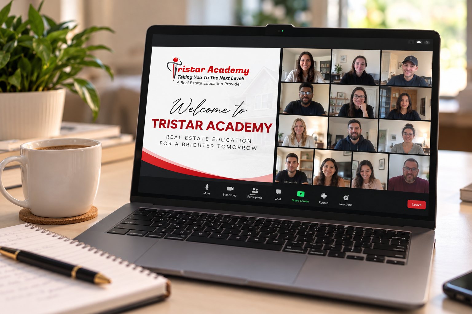 Live Tristar Academy real estate class on Zoom with students in an online classroom